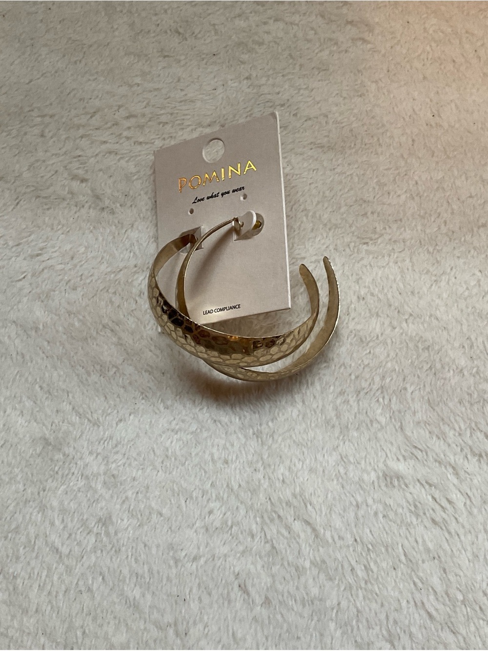 Pomina Gold Textured Hoop Earrings